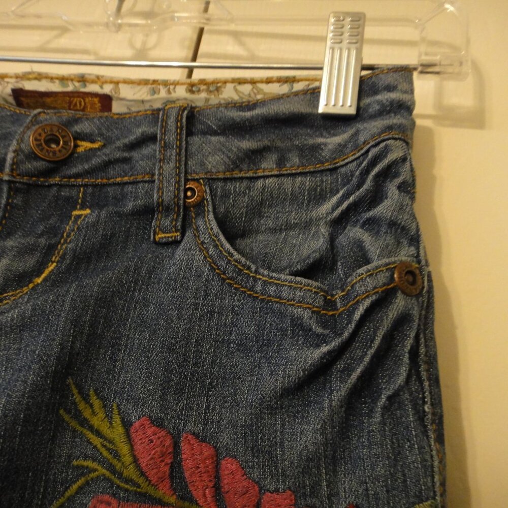 Zana Di Jeans Embroidered Flowers Butterfly Low Rise sz 1 Junior 26x32 Blue - Picture 5 of 15
